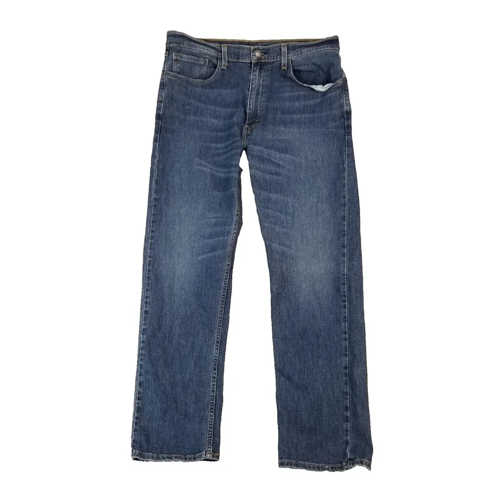 Levi's 505 jeans men's 36x32 regular fit straight blue stretch denim pants